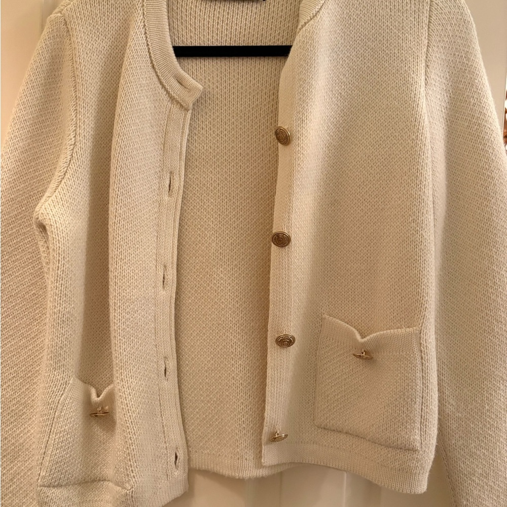 Zara Cream Cardigan with Gold Buttons